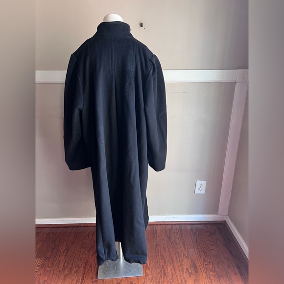 Larry Levine Black Trench Coat 100% Pure Wool - Picture 3 of 8